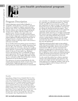 Prehealth Professional Program