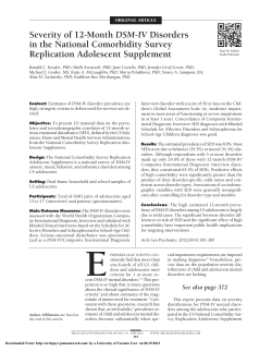 Severity of 12-Month DSM-IV Disorders in the National Comorbidity