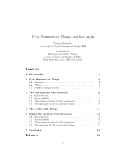 From Remnants to Things, and back again - UNC