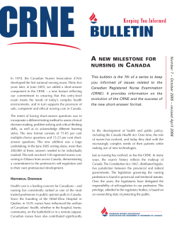 CRNE Bulletin - A New Milestone For Nursing In Canada