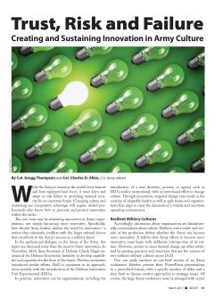 Trust, Risk and Failure: Creating and Sustaining Innovation in Army