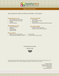 Albano`s Dinner Menu