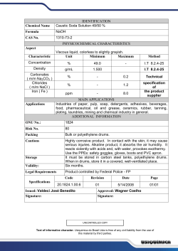 IDENTIFICATION Chemical Name Caustic Soda Solution 49/50