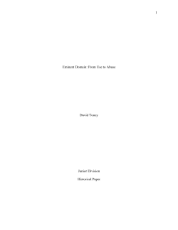 1 Eminent Domain: From Use to Abuse David Toney