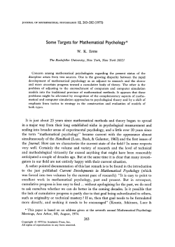 Some Targets for Mathematical Psychology