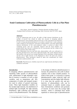 Semi Continuous Cultivation of Photosynthetic Cells in a Flat Plate