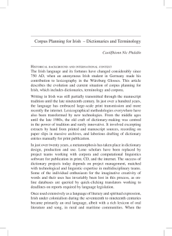 Corpus Planning for Irish &ndash; Dictionaries and Terminology