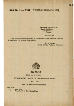 Bill no. 21 of 1992 - Parliament of Guyana