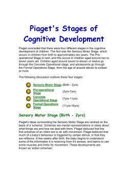 Piaget`s Stages of Cognitive Development