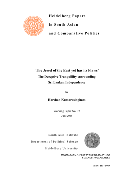 Heidelberg Papers in South Asian and Comparative Politics `The