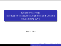 Efficiency Matters: Introduction to Sequence Alignment and Dynamic