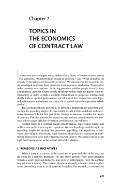 topics in the economics of contract law