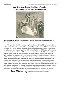 An Account from the Slave Trade: Love Story of Jeffrey and Dorcas