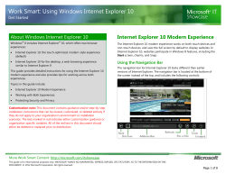 ITS Work Smart Guide: Using Windows Internet Explorer 10