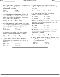 Half Life Calculations Date