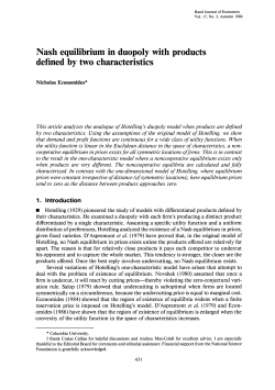 Nash equilibrium in duopoly with products defined by