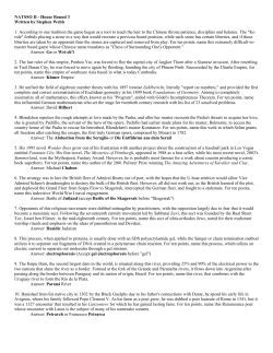 NATSSO II - House Round 3 Written by Stephen Webb 1. According