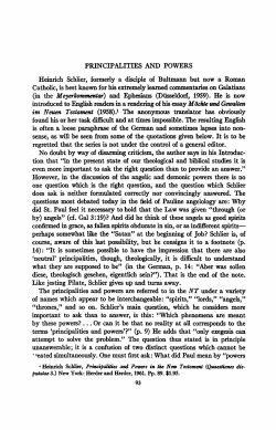 PRINCIPALITIES AND POWERS Heinrich Schlier, formerly a