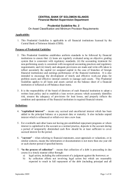 Prudential Guideline No. 2 - Central Bank of Solomon Islands