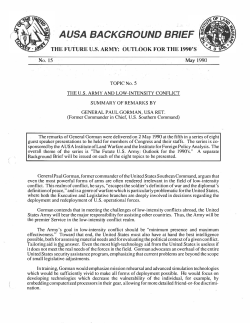 Outlook for the 1990`s (Topic No. 5 &ndash; The U.S. Army and Low
