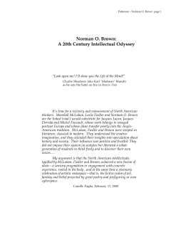 Norman O. Brown: A 20th Century Intellectual Odyssey