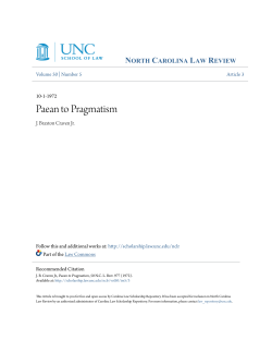 Paean to Pragmatism - Carolina Law Scholarship Repository