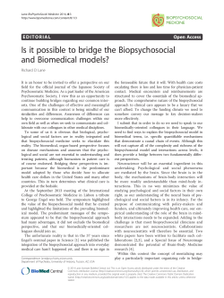 Is it possible to bridge the Biopsychosocial and