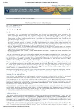 Jews as One of Italy`s Tribes The Risorgimento The Roles of the