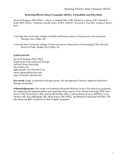 Restoring Effective Sleep Tranquility (REST) 1