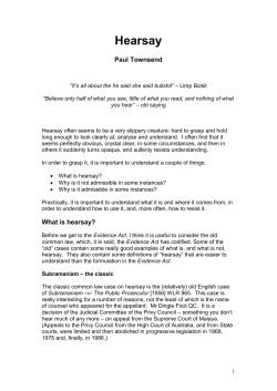 Hearsay - Criminal CPD