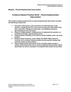 Parent Implemented Intervention