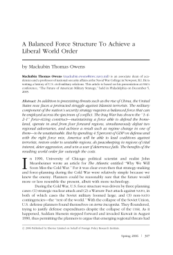 A Balanced Force Structure To Achieve a Liberal World Order