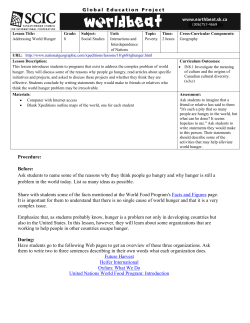 Procedure: Before: Ask students to name some of the reasons why