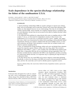 Scale dependence in the species-discharge relationship for fishes of