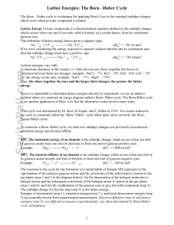 Lattice Energies and Born Haber cycle
