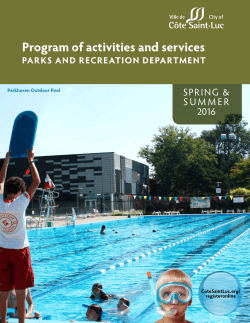 Program of activities and services - City of Cote Saint-Luc