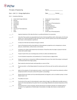 Quiz &ndash; Unit 1.3 &ndash; Energy Applications Date ______ Period