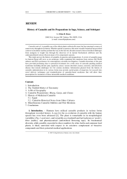 History of Cannabis and Its Preparations in Saga, Science, and