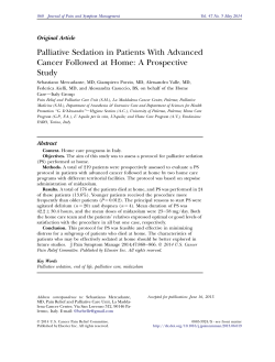 Palliative Sedation in Patients With Advanced Cancer Followed at