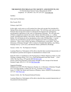 Klein and Neo-Kleinians - Boston Psychoanalytic Society and Institute
