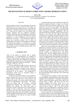 ISCA Archive THE RECOGNITION OF SPOKEN WORDS WITH