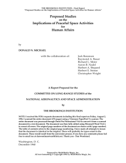 Proposed Studies Implications of Peaceful Space Activities