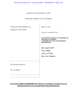 Plaintiffs reply in support of motion to strike confidentiality of