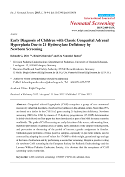 Early Diagnosis of Children with Classic Congenital Adrenal