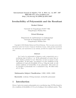 Irreducibility of Polynomials and the Resultant