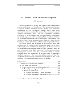 The Doctrinal Toll of &ldquo;Information as Speech&rdquo;