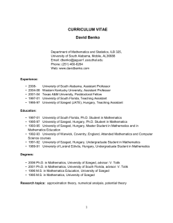 CURRICULUM VITAE David Benko - University of South Alabama