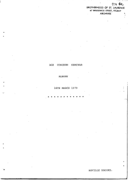 brotherhood of st. laurence archives` * age concern seminar