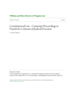Constitutional Law - Contempt Proceedings to Punish for Criticism of