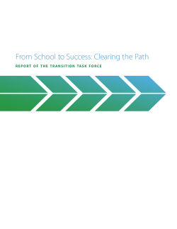 From School to Success: Clearing the Path. Report of the